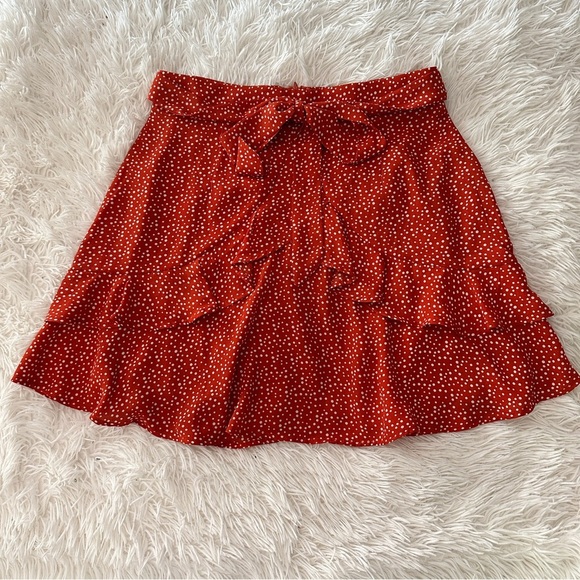 Altard State Ruffle Mini Skirt - Burnt Red Polka Dot - Size Small EUC - Picture 4 of 16